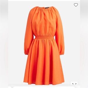 Palermo smocked-waist mini dress in orange linen